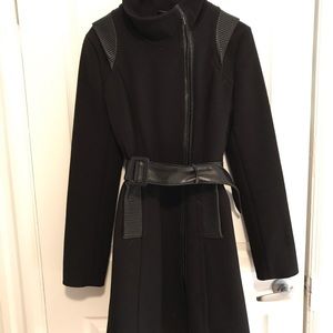 Rudsak black coat with leather detailing